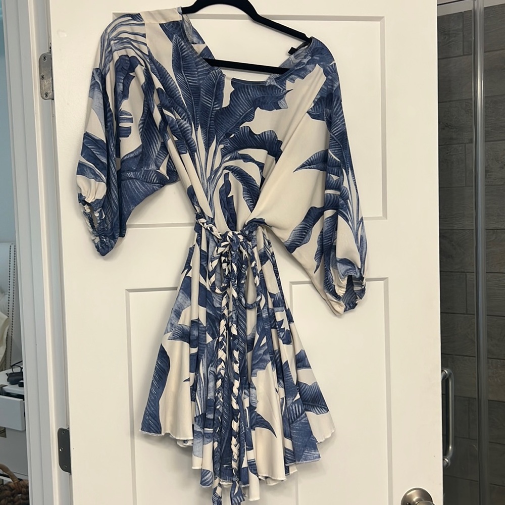 Aakaa Resort Blue Palm Dress